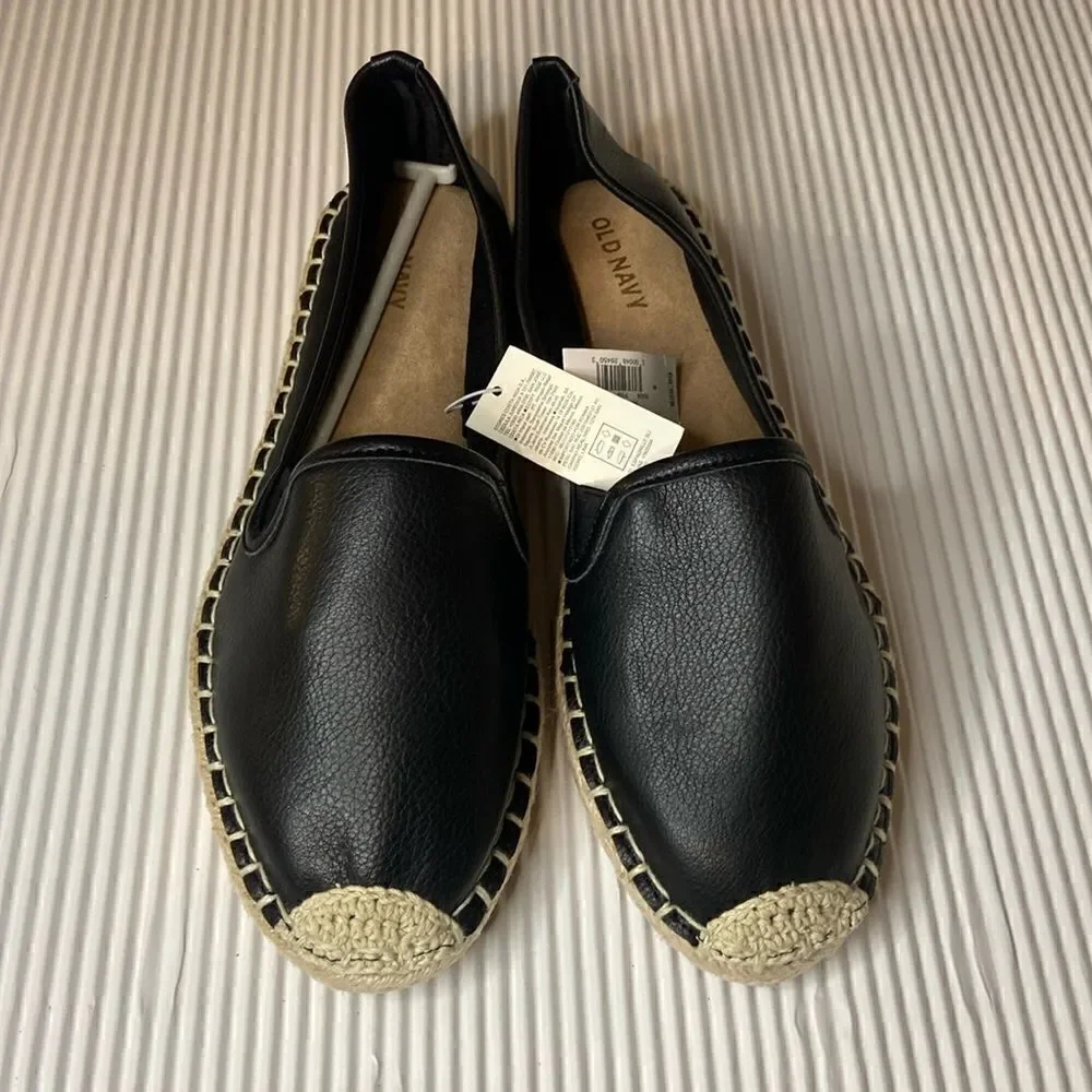Faux-Leather Espadrille Flats size 8 NWT